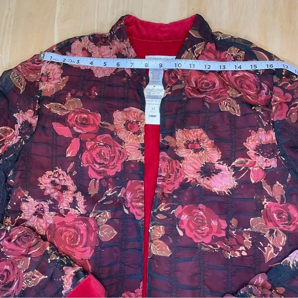 Vintage Coldwater Creek Crinkle Rose Overlay Jacket - Picture 12 of 15